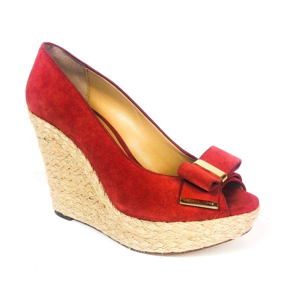 Michael Kors Shoes - MICHAEL KORS Red Meg Suede Espadrille Wedge 6.5